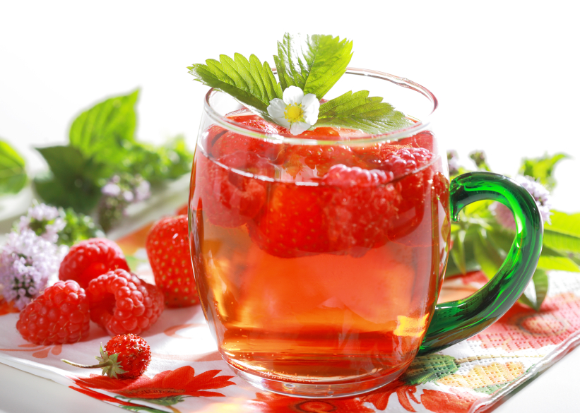 Refresco de hojas de frambuesa